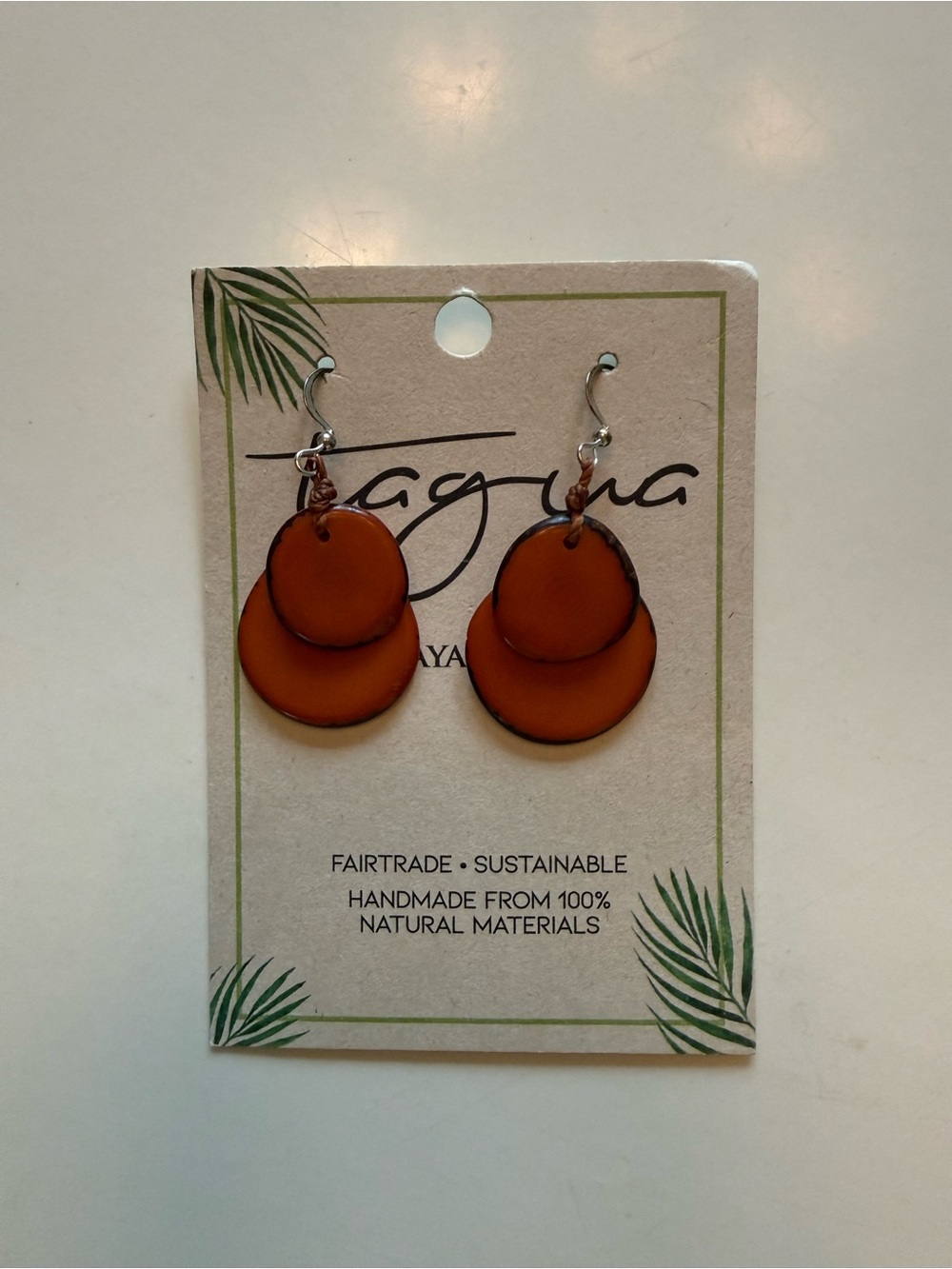 Tagua Orange Earrings
